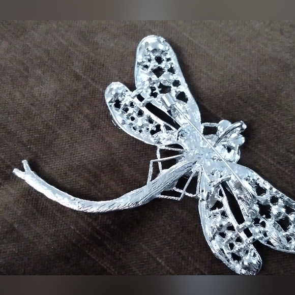 Vintage Rhinestone Dragonfly Brooch - Picture 2 of 2